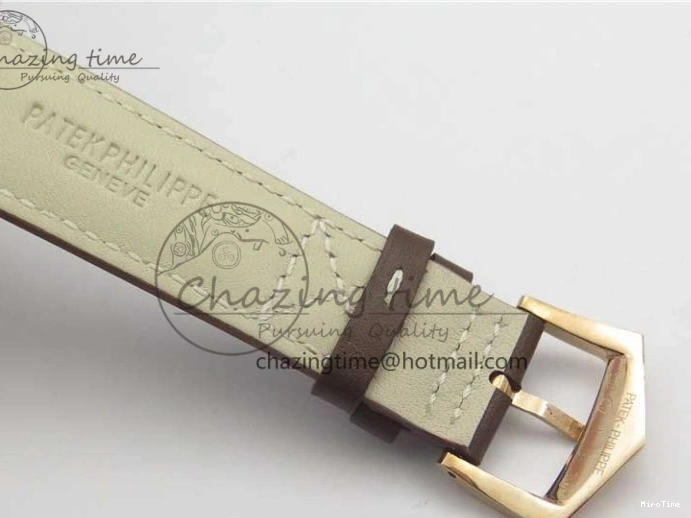 MIROTIME 0406 Calatrava 5524R Pilot Travel Time RG GRF Brown Dial on Brown Leather Strap MIYOTA TopPick 7155